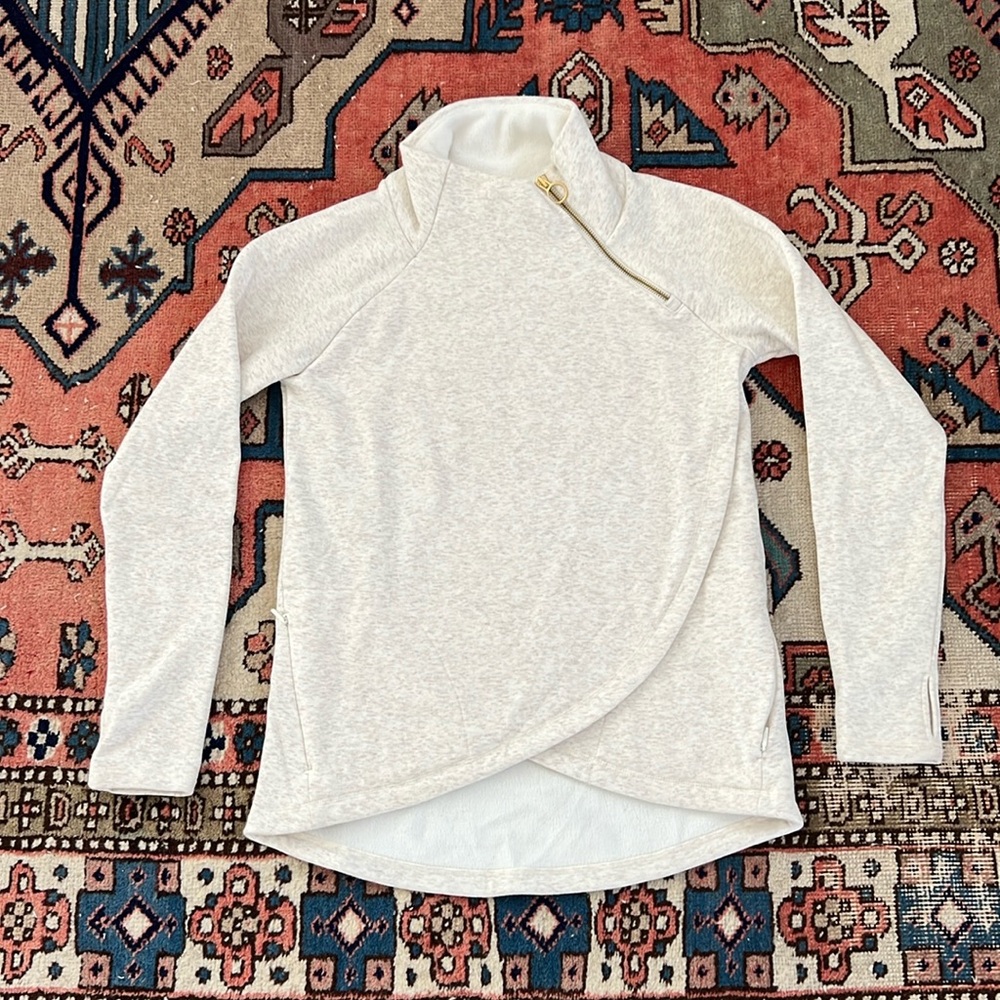 Athleta Fleece Lined Pullover - Heathered Cream - XS